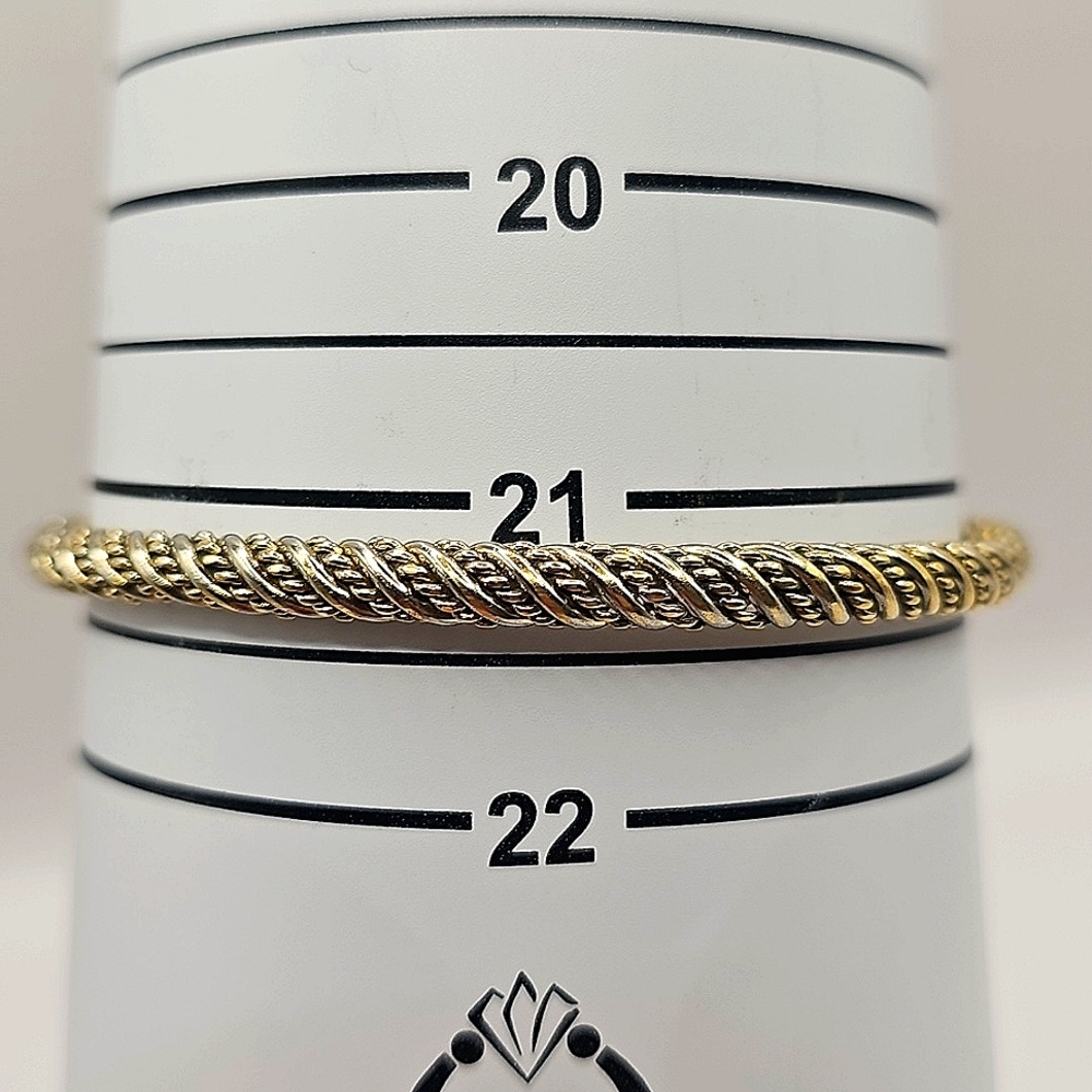Goldtone Textured Stackable Bangle Set - Picture 4 of 6
